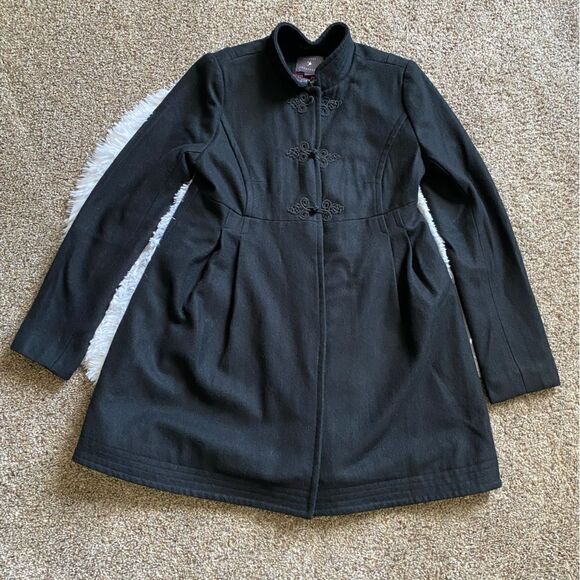 Forever 21 Black Wool Blend Coat Lined Womens Size Medium - Picture 1 of 13